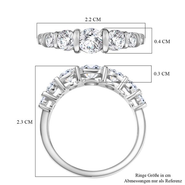 Moissanit Ring, 925 Silber rhodiniert - 1,12 ct. image number 6