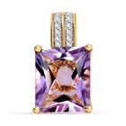 Rose De France Amethyst, Weißer Zirkon Anhänger 925 Silber Gelbgold Vermeil ca. 6.11 ct