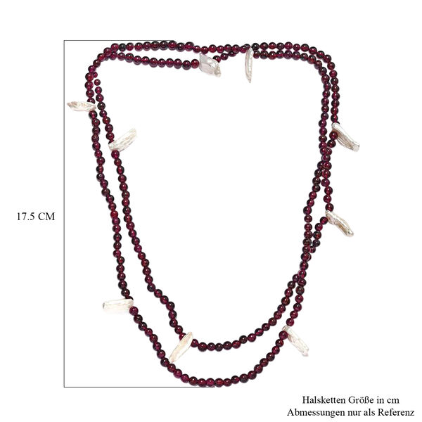 Rhodolith Granat und Perle 75cm Halskette image number 4