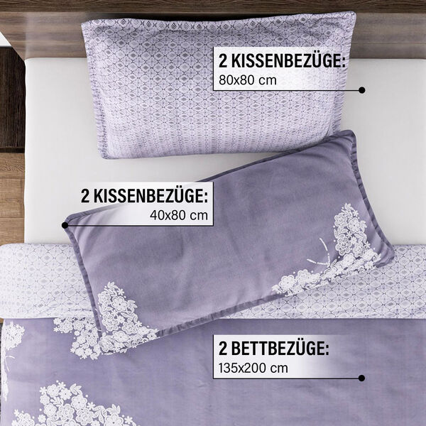 Bettw&auml;sche-Set 6tlg. &ndash; Floraler Schmetterling, grau image number 3