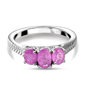 Ilakaka Rosa Saphir-Trilogie-Ring, 925 Silber platiniert, 1,70 ct.