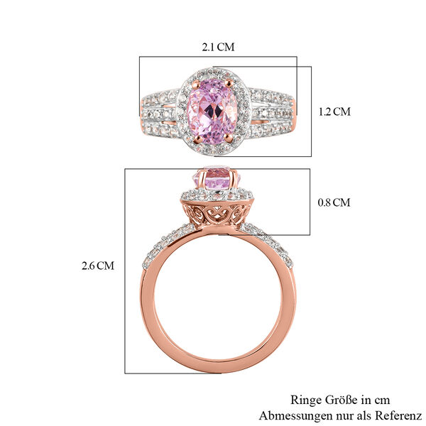 AA Martha Rocha Kunzit und wei&szlig;er Zirkon-Ring, 925 Silber Ros&eacute;gold Vermeil  ca. 2,62 ct image number 7