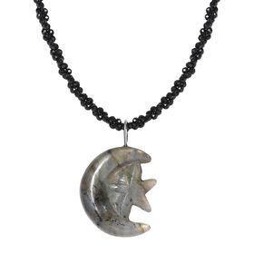 Labradorit und schwarze Spinell-Halskette, 50 cm - 115 ct.