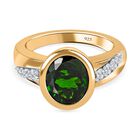 Natürlicher Chromdiopsid, weißer Zirkon Ring, 925 Silber Gelbgold Vermeil, (Größe 17.00) ca. 3.92 ct