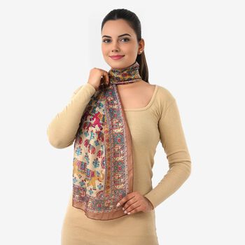 LA MAREY Seidenschal, Druckmuster, 50x170cm, Mehrfarbig