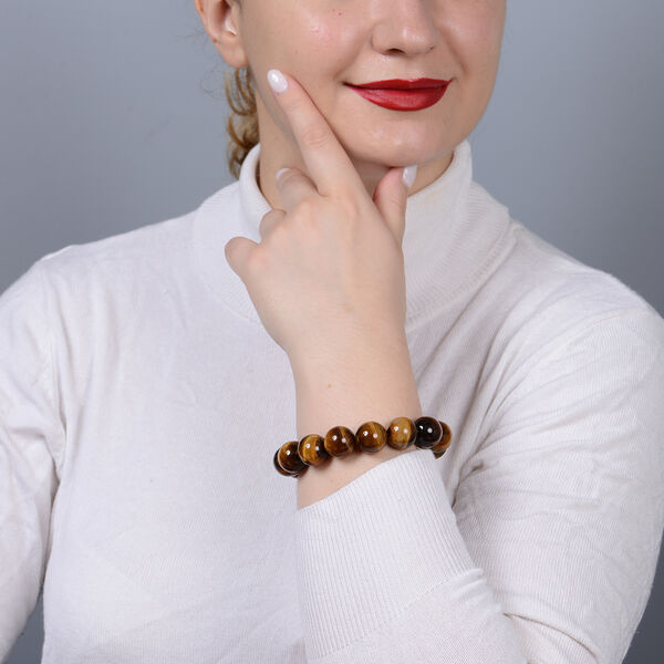 Flexibles, gelbes Tigerauge Armband, ca. 17,8-19 cm lang, 925 Silber ca. 425,00 ct image number 3