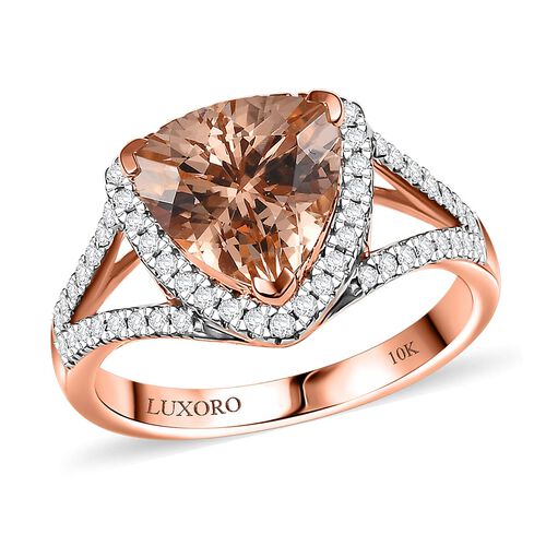 AAA Morganit, Weißer Diamant Ring 417 Gold (Größe 19.00) ca. 3,07 ct image number 0