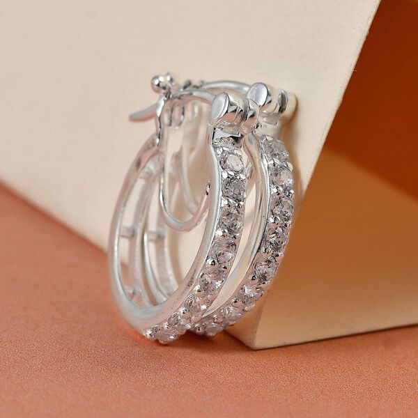 Wei&szlig;e Zirkonia Creolen, 925 Silber ca. 1.01 ct image number 2