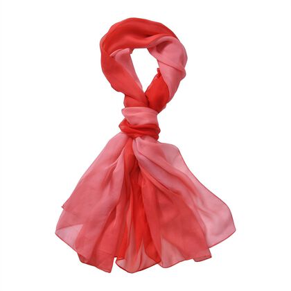 LA MAREY - 100% Maulbeeren-Seidenschal, Chiffon, 110x180 cm, Korallenrot