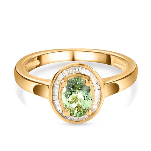 AA Merelani Mint-Granat und weißer Diamant-Ring, 925 Silber Gelbgold Vermeil (Größe 18.00) ca. 1.02 ct image number 0