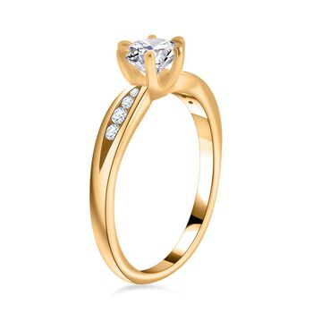 Moissanit Ring, 925 Silber Gelbgold Vermeil - 0,95 ct.