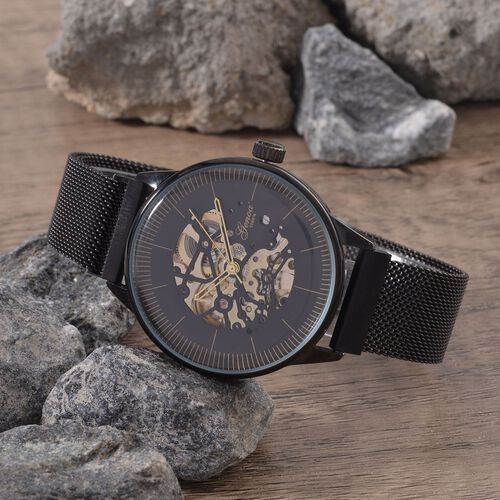 GENOA Automatik Mechanische Uhr mit Schwarzem Sonnenschein-Hohlzifferblatt und Modernem Minimalistischem Runddesign image number 1