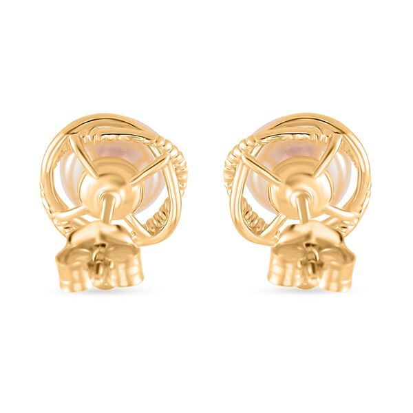 Weiße Süßwasser Perle Ohrringe 925 Silber vergoldet image number 5