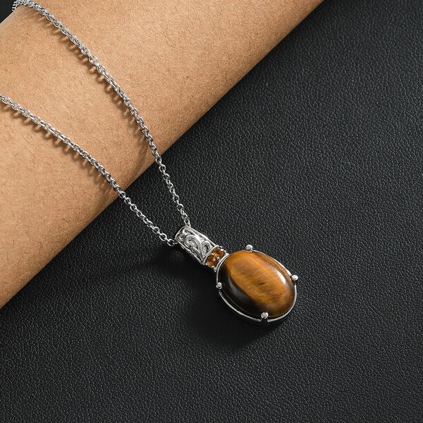 Tigerauge, Citrin Schmuckset Edelstahl ca. 11.10 ct image number 1