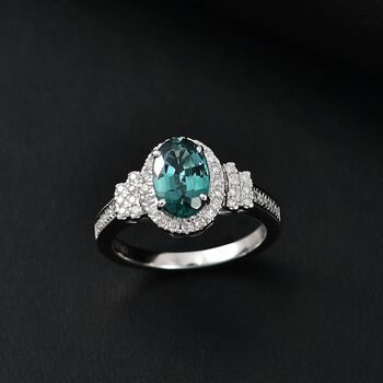 LUXORO zertifiziert und gepr&uuml;ft AAA Pirineu Lagoon Tourmalin und Diamant Ring in 585 Wei&szlig;gold - 2,12 ct.