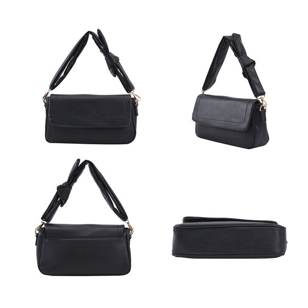 Umh&auml;ngetasche aus Kunstleder mit abnehmbarem Riemen, Gr&ouml;&szlig;e 27x7x15 cm, Schwarz image number 4