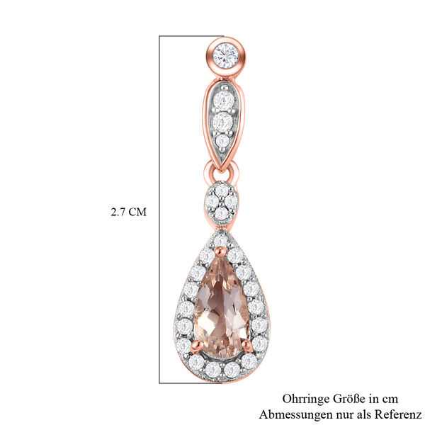 Morganit und weiße Zirkon-Ohrringe, 925 Silber Roségold Vermeil ca. 1.75 ct image number 5