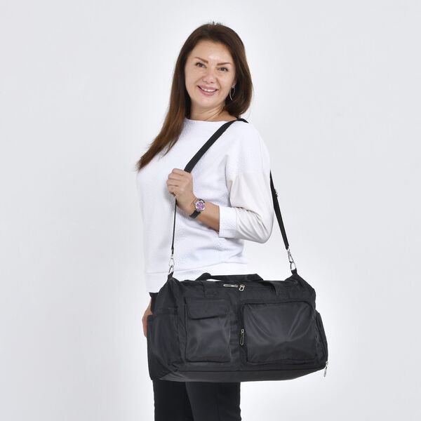 Reisetasche mit vielen Fächern aus wasserfestem Nylon, schwarz image number 2