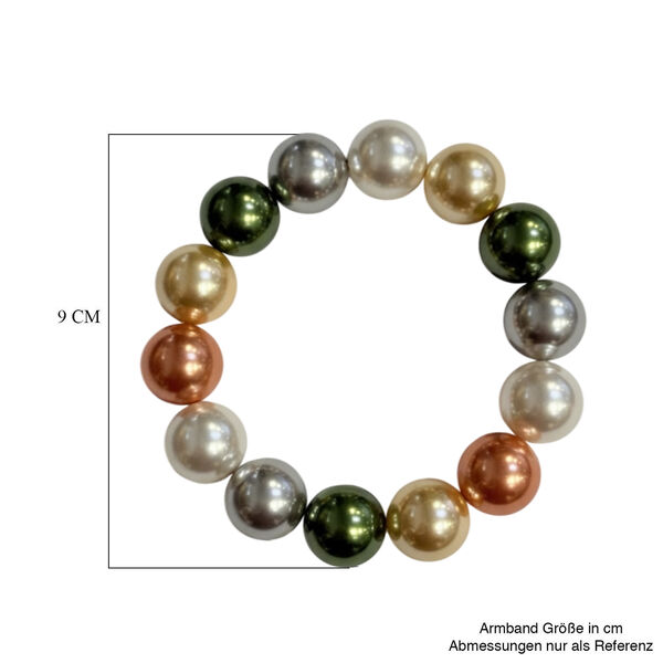 Mehrfarbiges Muschelkernperle Armband Flexibel (ca. 18 - 19 cm) image number 3
