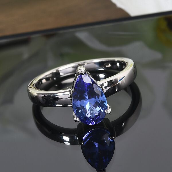 Tansanit Solit&auml;r Ring 925 Silber Platin-&Uuml;berzug image number 2