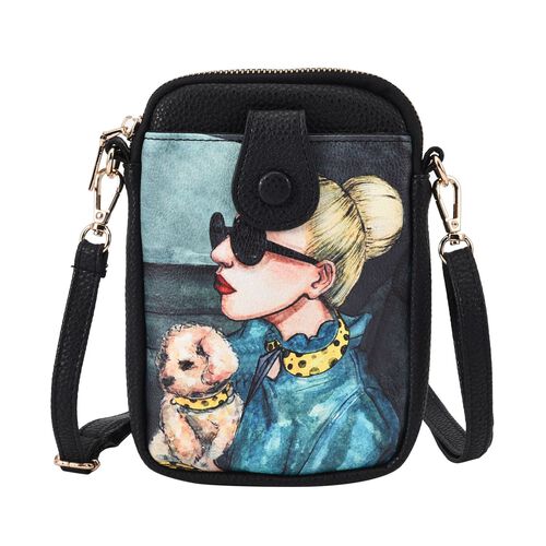Stilvolle und kompakte Handytasche mit Hundemotiv, Kunstleder, mit Schultergurt, 19x13.5x2cm image number 0