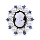 Kamee, Blauer Kristall Brosche