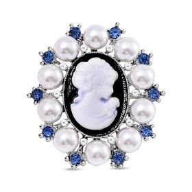 Kamee, Blauer Kristall Brosche