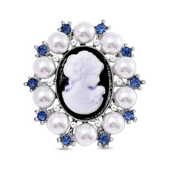 Kamee, Blauer Kristall Brosche