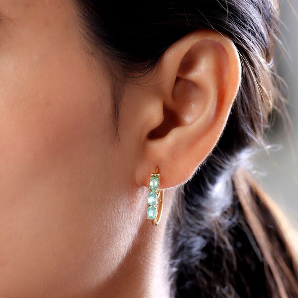 AA Äthiopische Smaragd-Creolen, 925 Silber Gelbgold Vermeil ca. 1.27 ct image number 3