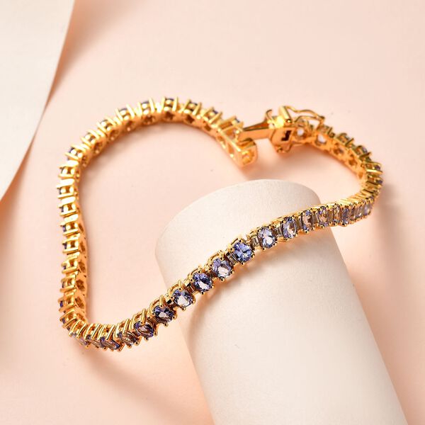 Tansanit, Wei&szlig;er Topas Armband ca. 20 cm 925 Silber vergoldet ca. 7.43 ct image number 1