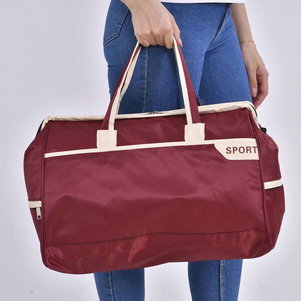 Elegante Nylon-Reisetasche mit Gro&szlig;em Stauraum, Gr&ouml;&szlig;e: 48 x 22 x 29 cm, Burgunderrot image number 3