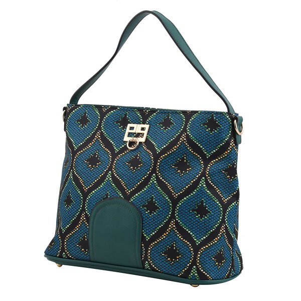 2er-Set, Clutch - 9x15,24 cm und Schultertasche - 30x13,9x24,89 cm, Blaugr&uuml;n image number 4