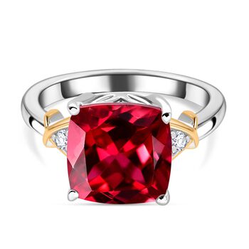 Labor Padparadscha-Saphir und Zirkon Ring - 5,82 ct.