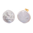 Weiße Süßwasser Perle Ohrringe Reiner Edelstahl Gelb