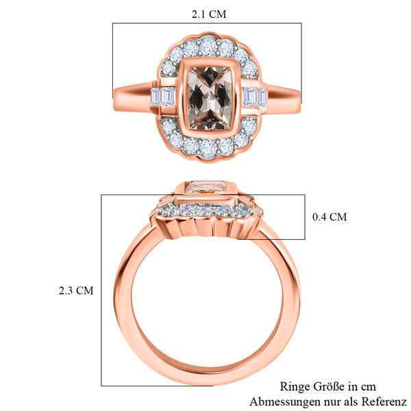Morganit und Zirkon-Ring, 925 Silber Ros&eacute;gold Vermeil  ca. 1,25 ct image number 7