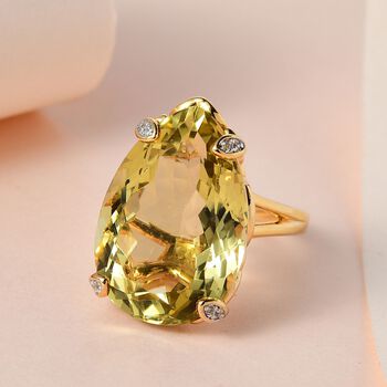 Ouro Verde Quarz und Zirkon Cocktail Ring - 18,64 ct.