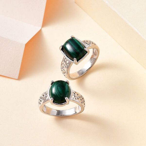 2er-Set - Malachit Ringe - 14 ct. image number 2