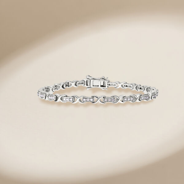 Wei&szlig;es Diamant Armband, ca. 20 cm, 925 Silber platiniert ca. 0.25 ct image number 2