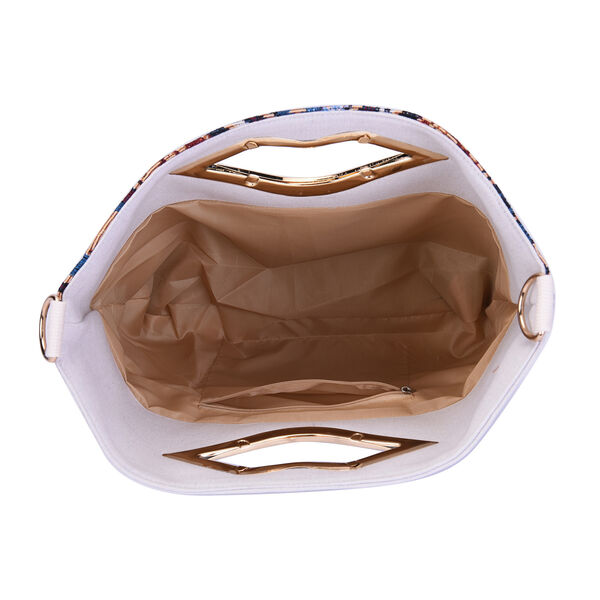 Jacquard Crossbody Tasche, Mond Muster, Größe 39x10x26 cm, Mehrfarbig image number 5