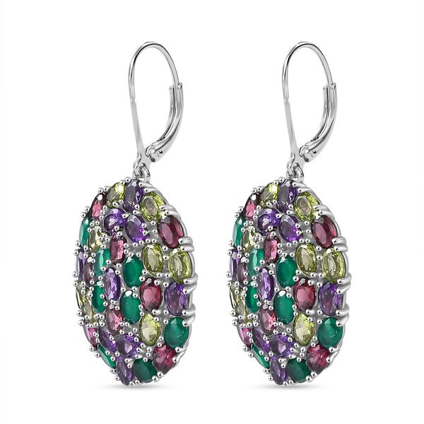 Rhodolith Granat, Peridot Ohrringe Edelstahl ca. 11.98 ct image number 4