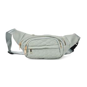 Gesteppte Nylon-Gürteltasche - RFID-Schutz, 4 Außenfächer, verstellbarer Schultergurt, 36?x?4?x13?cm, Grün