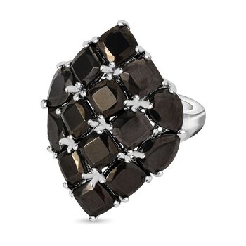 Elite Shungit Ring 925 Silber platiniert (Gr&ouml;&szlig;e 21.00) ca. 5,19 ct