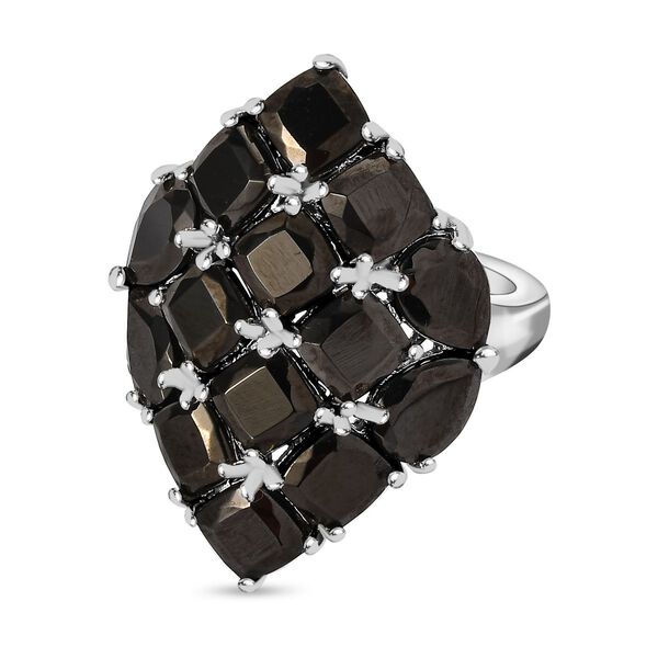 Elite Shungit Ring 925 Silber platiniert (Gr&ouml;&szlig;e 21.00) ca. 5,19 ct