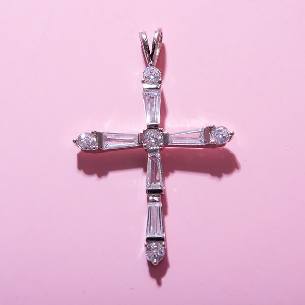 Wei&szlig;er Zirkonia Anh&auml;nger 925 Silber rhodiniert image number 2