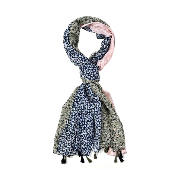 Patchwork Schal mit Blumenmuster, Dreifarbig