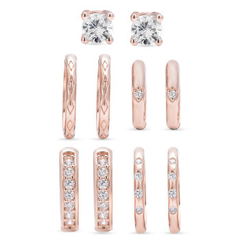 5er- Set wei&szlig;e Zirkonia-Ohrringe, 925 Silber rhodiniert ca. 1.24 ct