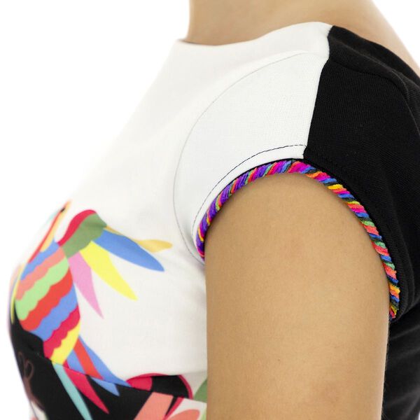 DESIGUAL, Kleid mit kurzen Ärmeln und Blumendruck, Schwarz und Weiß, Größe 38 image number 4