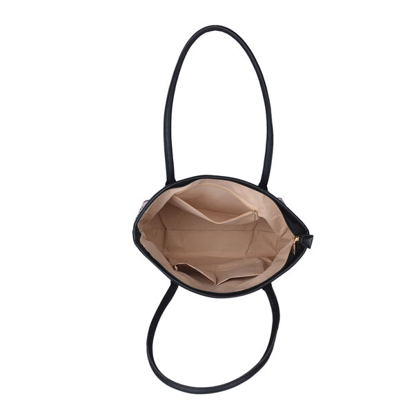 Moderne Handtasche mit PU-Leder Griff, Streifenmuster, Rosa image number 4