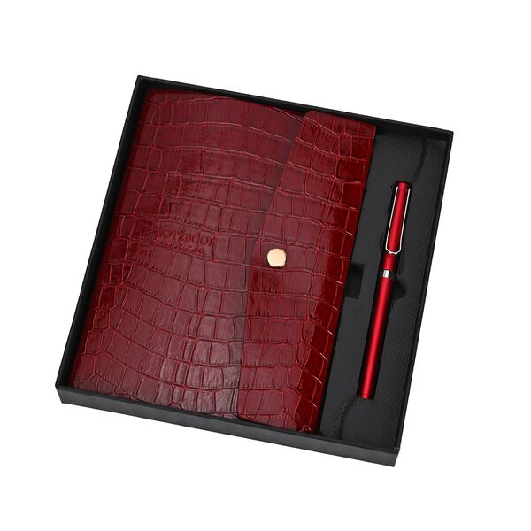 Serpentine Notizbuch Geschenkset mit Kugelschreiber - weinrot image number 13