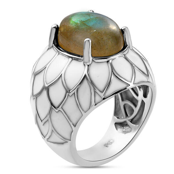 Labradorit Ring Messing platiniert  ca. 6,80 ct image number 5